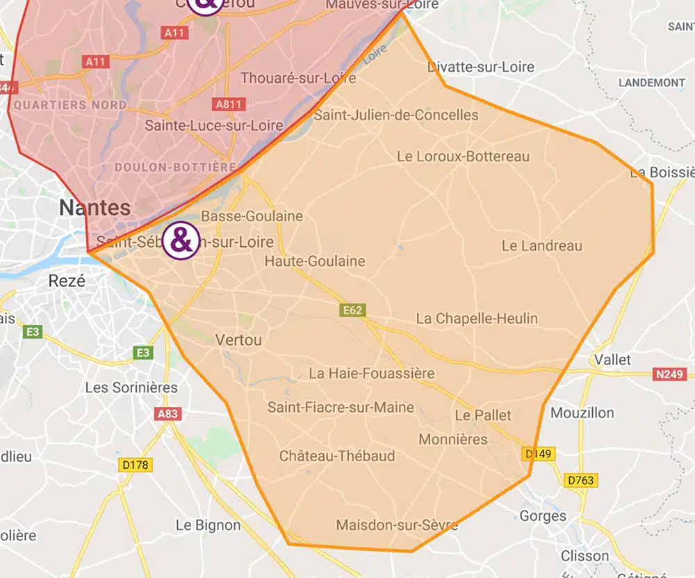 Zone d'intervention de l'agence Essentiel & Domicile à Arradon