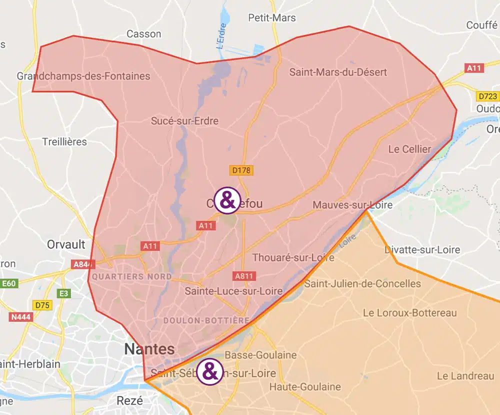 Zone d'intervention de l'agence Essentiel & Domicile à Arradon