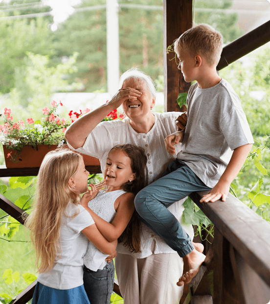 Grand mother with children